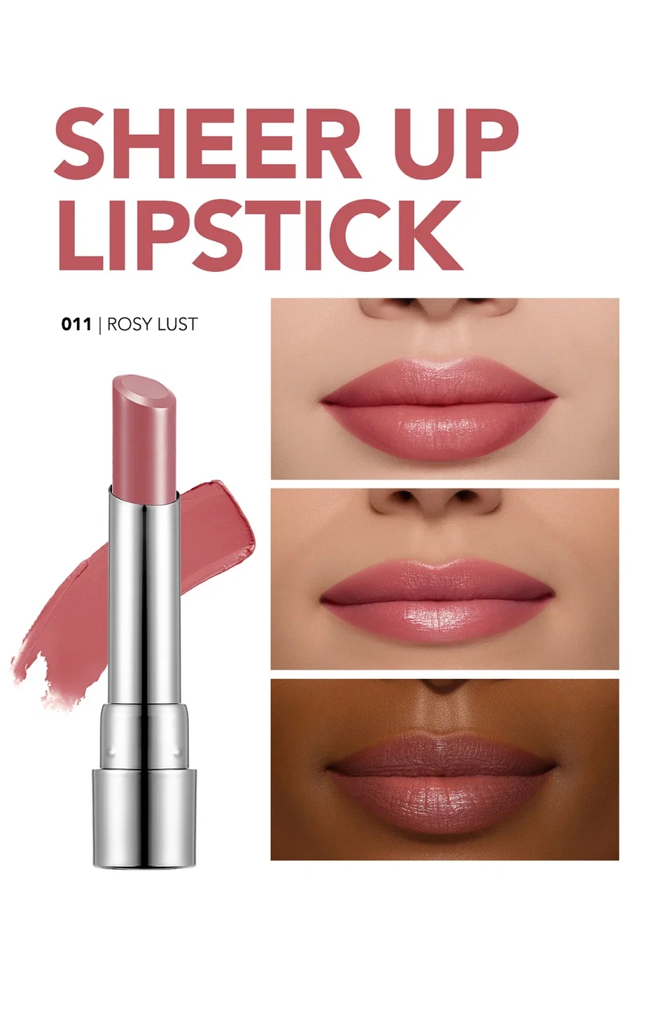 Flormar Sheer Up Yarı Transparan & Parlak Bitişli Nemlendirici Ruj - 011 ROSY LUST