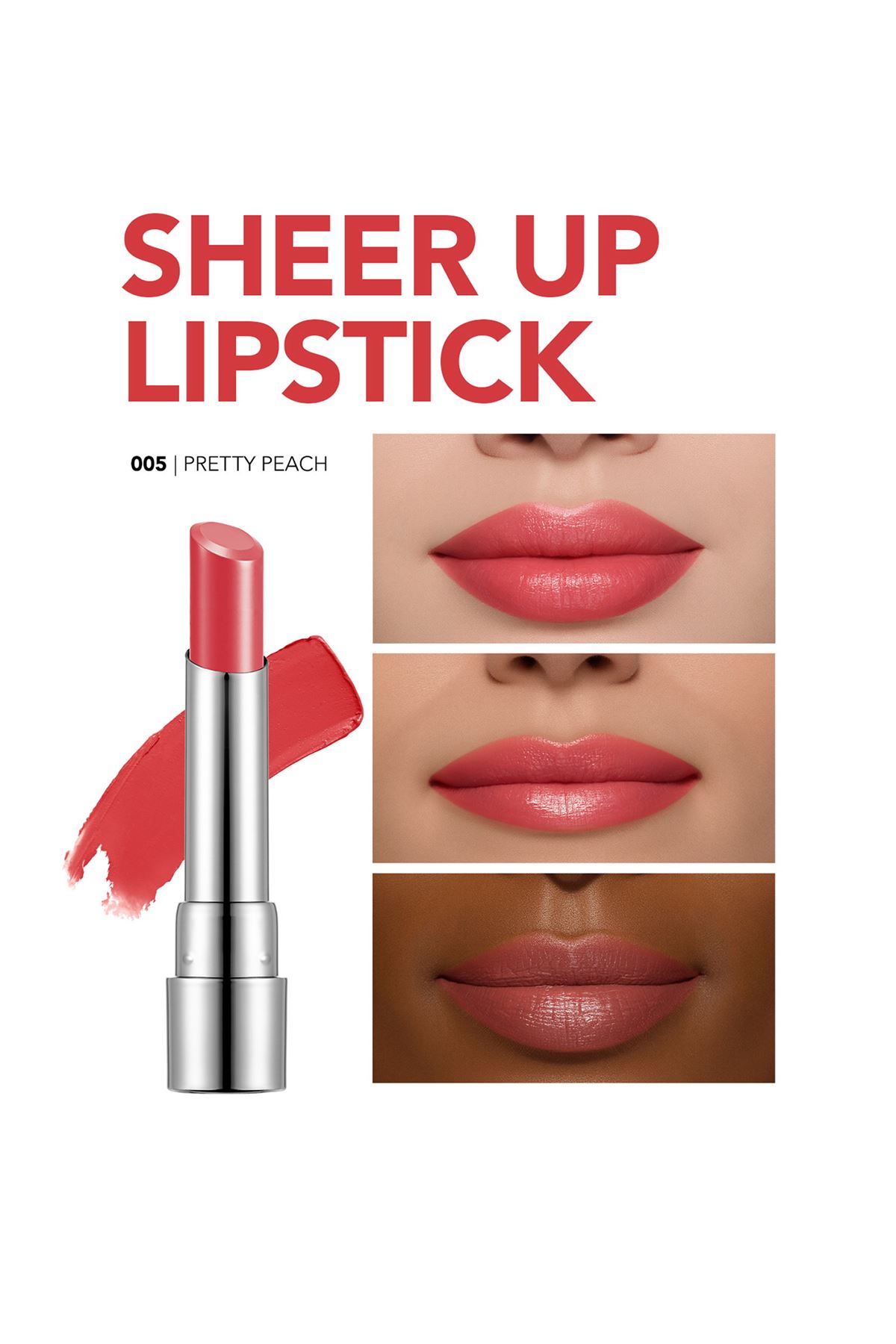 Flormar Sheer Up Yarı Transparan & Parlak Bitişli Nemlendirici Ruj 005 Pretty Peach