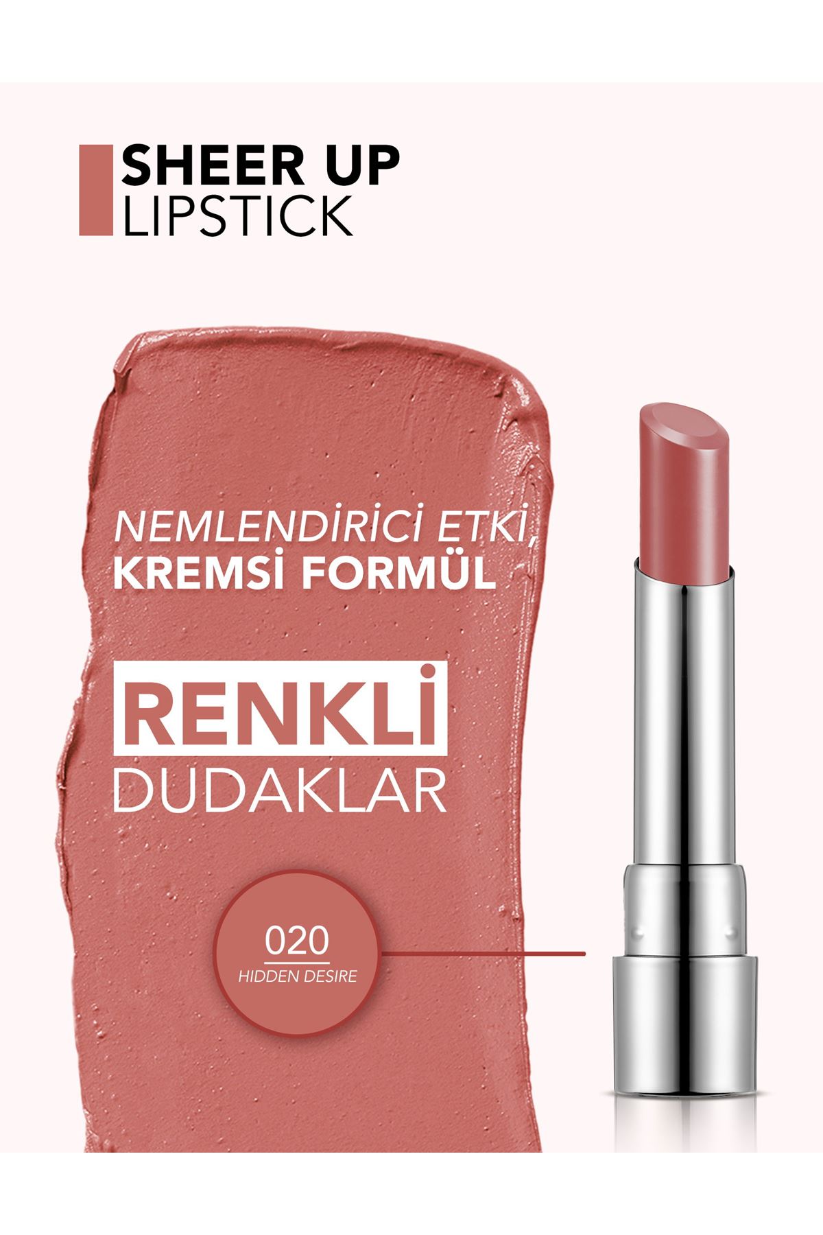 Flormar Sheer Up Yarı Transparan & Parlak Bitişli Nemlendirici Ruj 019 Mystic Rose