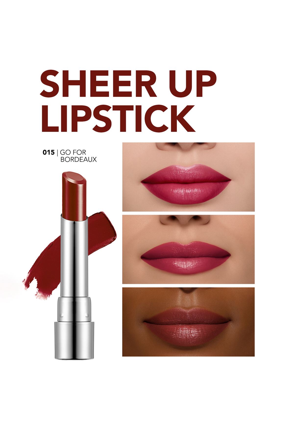 Flormar Sheer Up Yarı Transparan & Parlak Bitişli Nemlendirici Ruj 015 Go For Bordeaux