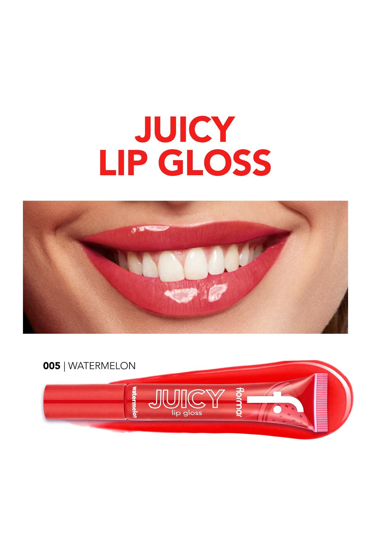 Flormar Juicy Doğal Renk Veren Meyve Aromalı Nemlendirici Dudak Parlatıcısı 005 Watermelon
