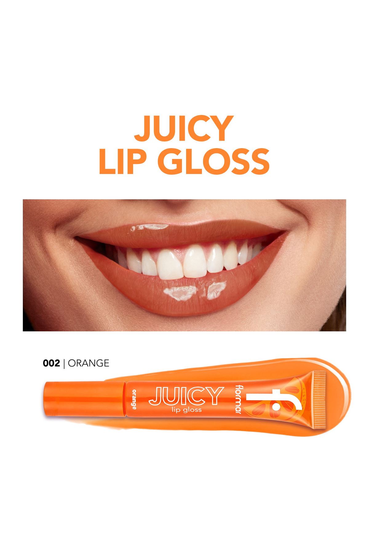 Flormar Juicy Doğal Renk Veren Meyve Aromalı Nemlendirici Dudak Parlatıcısı 002 Orange