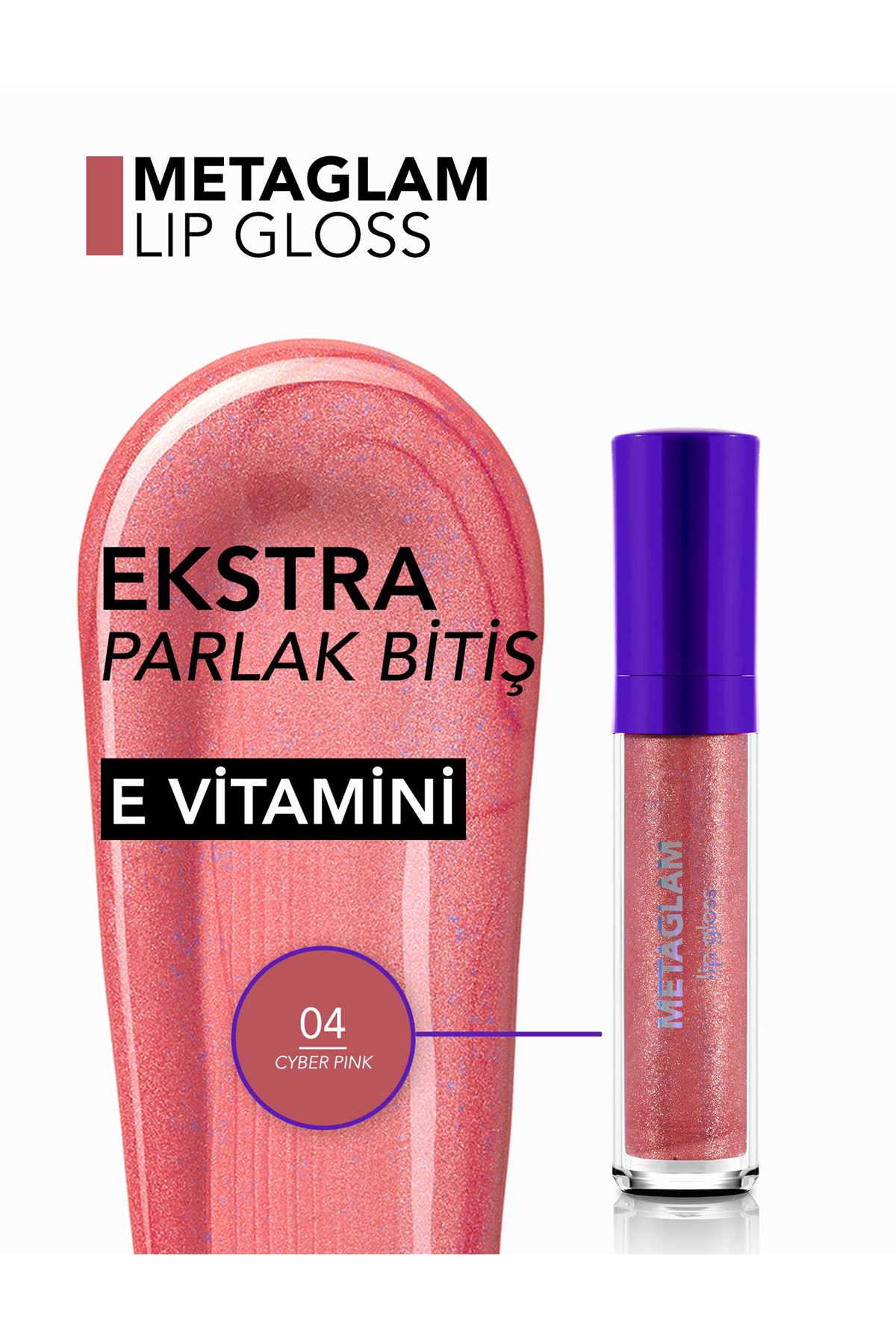 Flormar Metaglam Yoğun Işıltılı & Nemlendirici Etkili Yarı Transparan Dudak Parlatıcısı 004 Cyber Pink