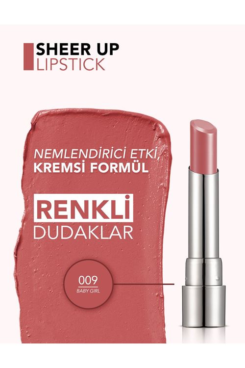 Flormar Sheer Up Yarı Transparan & Parlak Bitişli Nemlendirici Ruj 009 Baby Girl