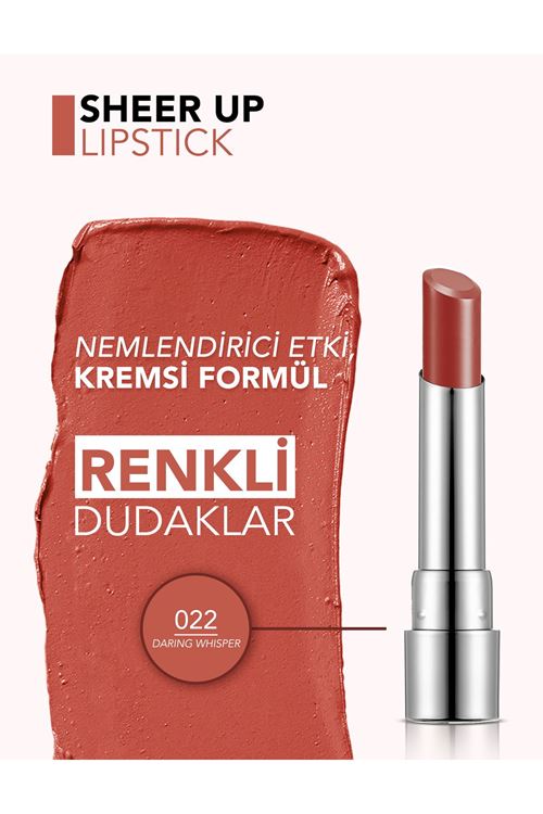Flormar Sheer Up Yarı Transparan & Parlak Bitişli Nemlendirici Ruj 022 Daring Whisper