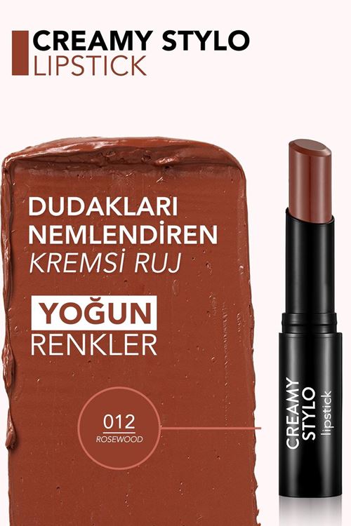 Flormar Creamy Stylo Yüksek Pigmentli & Yarı Parlak Bitişli Kremsi Ruj 012 Rosewood