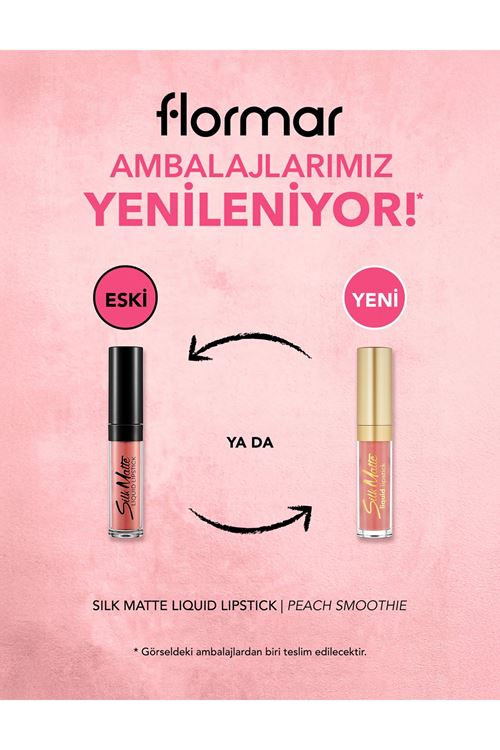 Flormar Silk Matte Yüksek Pigmentli & Mat Bitişli Nemlendirici Likit Ruj 060 Peach Smoothie