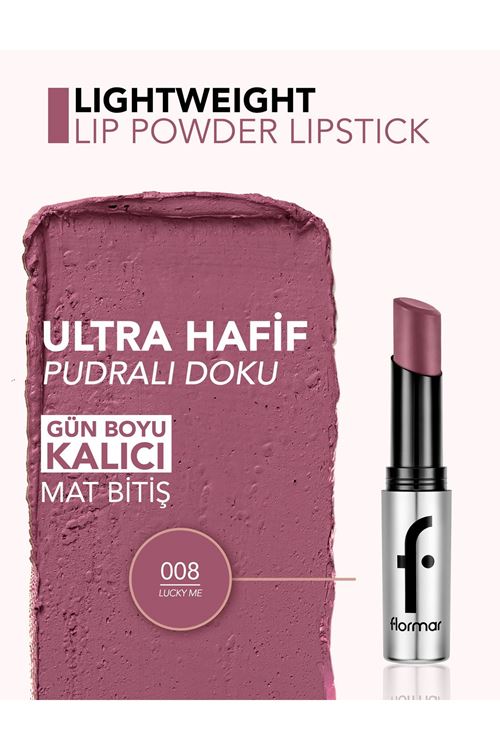 Flormar Lightweight Lip Powder Yüksek Pigmentli & Mat Bitişli Ultra Hafif Ruj 008 Lucky Me