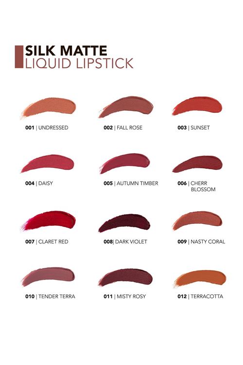 Flormar Silk Matte Yüksek Pigmentli & Mat Bitişli Nemlendirici Likit Ruj 055 Kiss Me